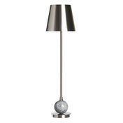 Buffet Lamp with Brushed Nickel Stem and Gray Marble Base