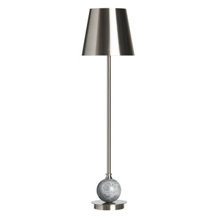 Buffet Lamp with Brushed Nickel Stem and Gray Marble Base