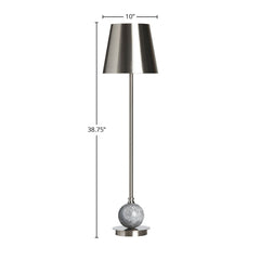 Buffet Lamp with Brushed Nickel Stem and Gray Marble Base