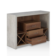 Buffet, Manufactured Wood in Distressed Walnut with Wine Rack