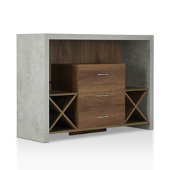 Buffet, Manufactured Wood in Distressed Walnut with Wine Rack