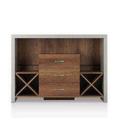 Buffet, Manufactured Wood in Distressed Walnut with Wine Rack
