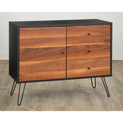 Buffet with 3 Drawers and 1 Door, Walnut Manufactured Wood