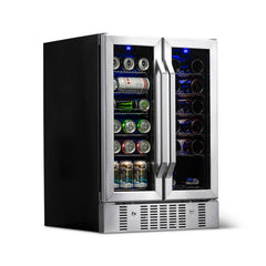 Built-In Wine and Beverage Refrigerator, Dual Zone, 18 Bottle, 24 Inch, Stainless Steel