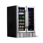 Built-In Wine and Beverage Refrigerator, Dual Zone, 18 Bottle, 24 Inch, Stainless Steel