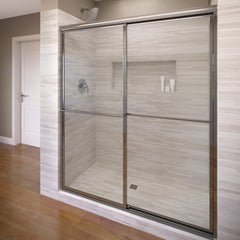 Bypass Shower Door, Deluxe, Tempered Glass, 45-48 In. W, Chrome