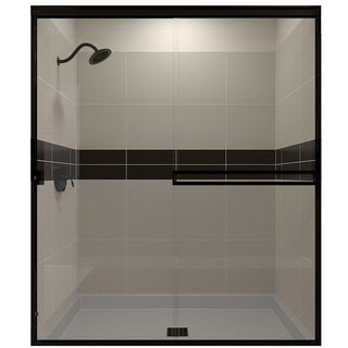 Shower Door, Bypass Semi-Frameless with Header in Oil Rubbed Bronze