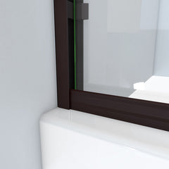 Bypass Shower Door, Semi-Frameless, Tempered Clear Glass, Oil Rubbed Bronze