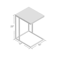 C-Shaped Side Table with Manufactured Wood Top and Silver Metal Frame