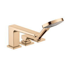 Metropol Single Handle Deck Mounted Roman Tub Faucet Trim with Diverter and Handshower in Bronze | product photo