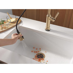 Renaldi Touchless Pull-Down Kitchen Faucet with Touch Technology in Lumicoat Champagne Bronze | product photo