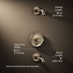 Kohler Purist Rite-Temp Bath And Shower Trim Set With Push-Button Diverter And Lever Handle, Less Showerhead | product photo
