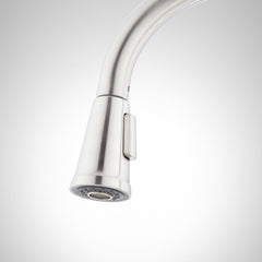 Greyfield 1.8 GPM Single Hole Pull Down Kitchen Faucet in Stainless Steel | detail photo