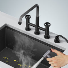 Urbix Bridge Faucet with Side Spray Included in Matte Black/Grey | product photo