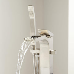 Willis Floor Mounted Waterfall Tub Faucet in Brushed Nickel | product photo