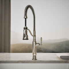 Kohler Tournant Single Handle Semi-Professional Pre-Rinse Kitchen Faucet with Three-Function Pull Down Sprayer | product photo