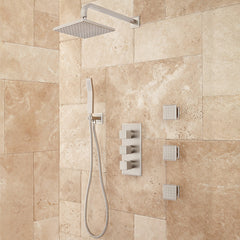 Ryle Complete Thermostatic Shower System with Rough-in Valve in Brushed Nickel | product photo