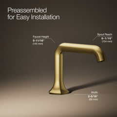 Kohler Occasion Single Hole Bathroom Faucet Spout in Vibrant Brushed Moderne Brass | product photo