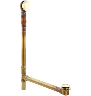 Clearflo Brass Toe Tap 1.5" Leg Tub Drain with Overflow in Vibrant French Gold