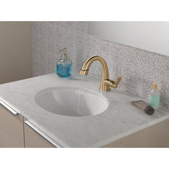 Stryke Single Hole Pull Out Sprayer Bathroom Faucet, Single Handle Bathroom Sink Faucet in Lumicoat Champagne Bronze | product photo