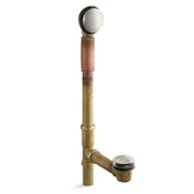 Clearflo Brass Toe Tap 1.5" Leg Tub Drain With Overflow in Vibrant Brushed Nickel