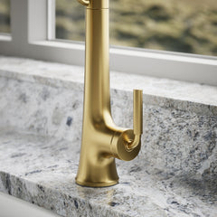 Kohler Tone Single Handle Semi-Professional Pre-Rinse Kitchen Sink Faucet with Three-Function Pull Down Sprayer | detail photo