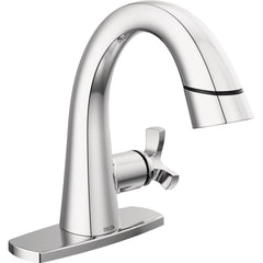 Stryke Single Hole Pull Out Sprayer Bathroom Faucet, Single Handle Bathroom Sink Faucet in Lumicoat Chrome | product photo