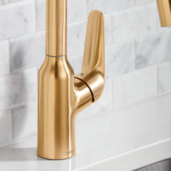 Focus N HighArc Kitchen Faucet with 2-Spray Pull-Down, 1.75 GPM in Brushed Gold Optic | detail photo