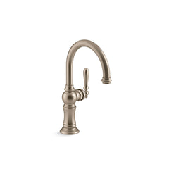 Artifacts Single-Hole Bar Faucet with Supply Lines in Brushed Bronze | product photo