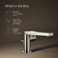 Kohler Composed Single-Handle Bathroom Faucet with Drain Assembly in Vibrant Polished Nickel | product photo