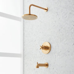 Vassor Pressure Balance Tub and Shower System Brushed Gold | product photo