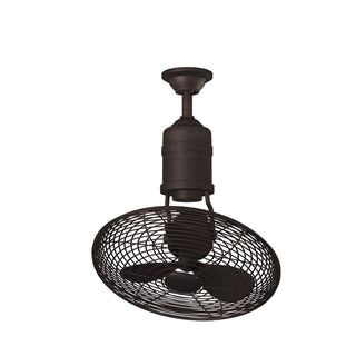 Caged Ceiling Fan with 3 Metal Blades and Remote in Aged Bronze