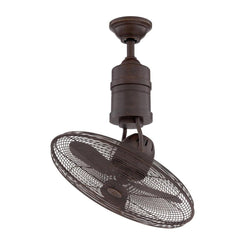 Caged Ceiling Fan with 3 Metal Blades and Remote in Aged Bronze
