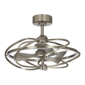 Caged Ceiling Fan with Integrated LED Light in Satin Nickel