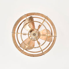 Caged Ceiling Fan with Six-Light Kit and Remote in Gold
