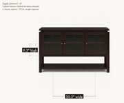Size | cabinet interior behind the closed doors, 35.3 inches wide by 9.3 inches high, four shelves