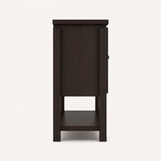 Side | true profile view showing the sideboard's full 15.7 inch depth and plain side panel