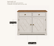 Interior | one adjustable shelf behind each closed door, 14.7 inches wide and 9.2 inches high