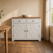 In a room | wine cabinet against an ivory plaster wall, warm late-afternoon light from a window on the right