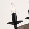 Hardware | close view of one candle sleeve, bobeche cup, and exposed bulb