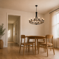 For scale | the chandelier beside an open, floor-to-ceiling doorway for true size