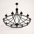 Underside | looking up into the ring, showing the bobeche cups and exposed bulbs