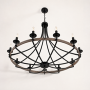 Underside | looking up into the ring, showing the bobeche cups and exposed bulbs