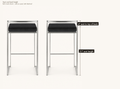 Detail | seat height and back height, both stools shown, sold as a pair