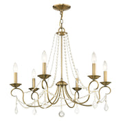 Candelabra Chandelier with 6 Lights in Antique Brass