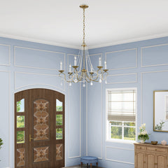 Candelabra Chandelier with 6 Lights in Antique Brass