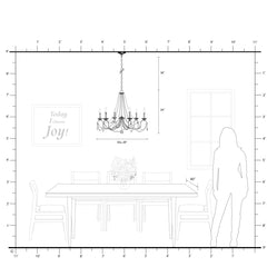 Candelabra Chandelier with 6 Lights in Antique Brass