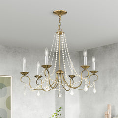 Candelabra Chandelier with 6 Lights in Antique Brass