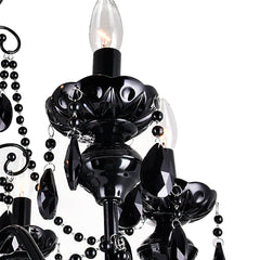 Candelabra Chandelier with Faceted Crystal Drops in Satin Black Steel