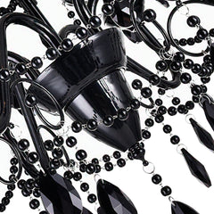 Candelabra Chandelier with Faceted Crystal Drops in Satin Black Steel